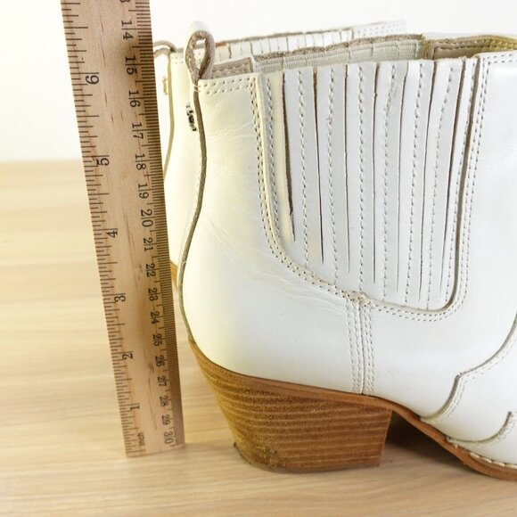 Sam Edelman Boots Leather 5 White Western Ankle Bootie Cowboy Chelsea Winona - Picture 7 of 16